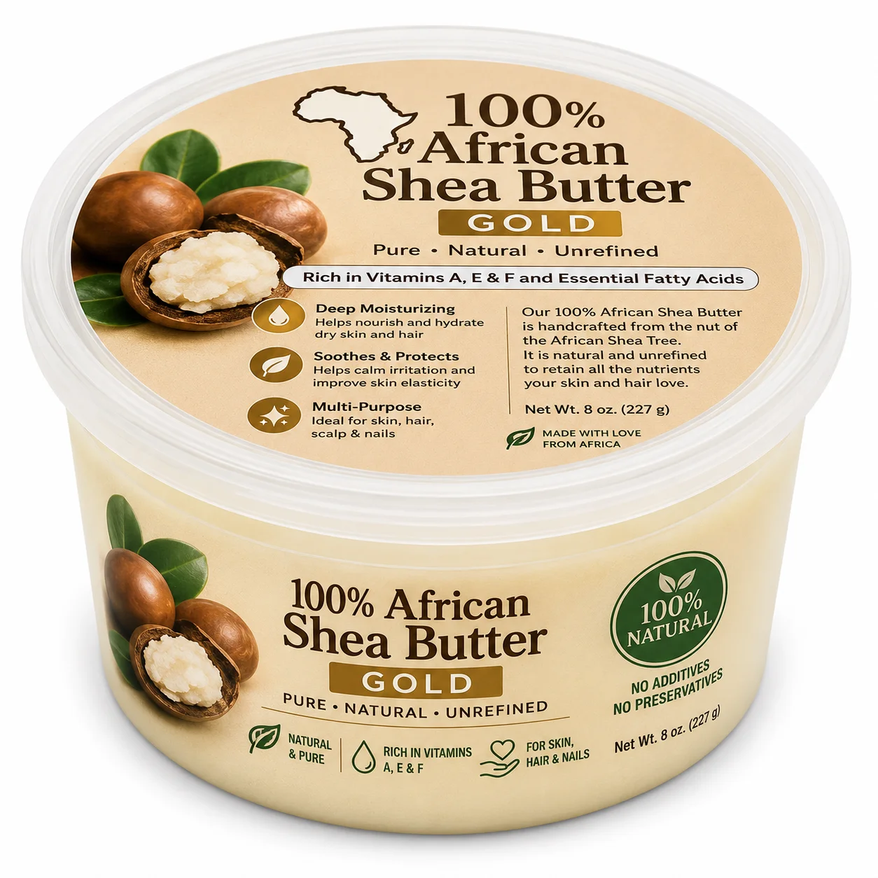 Kuza African Shea Butter Solid White (8 oz/227 g)