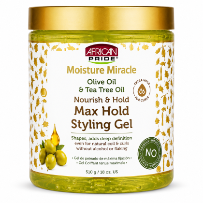 African Pride Moisture Miracle Olive Oil & Tea Tree Oil Max Hold Styling Gel 510 g